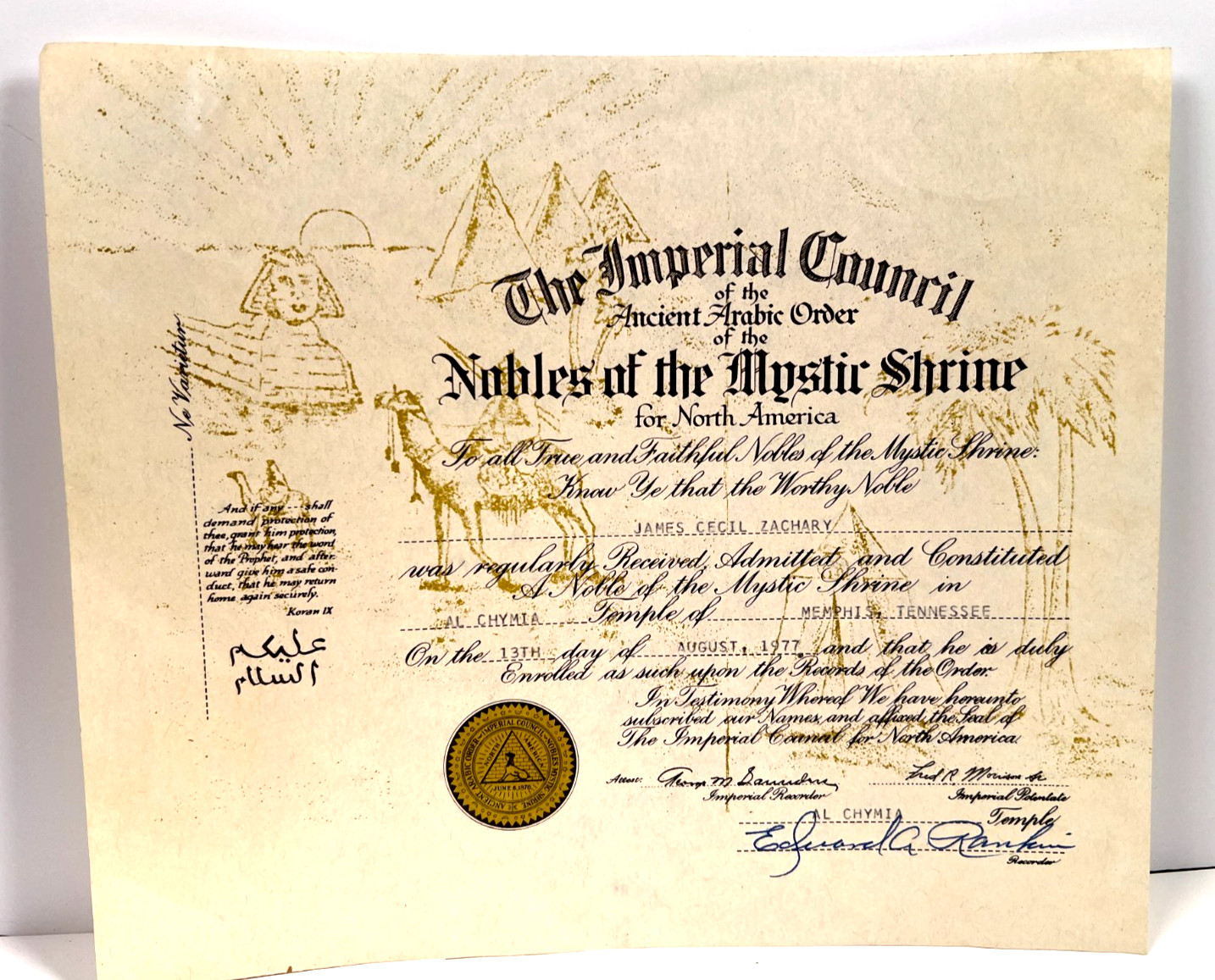 🔥1977 The Imperial Council Nobels Ancient Arabic of Mystic Shrine Tenn Masons🔥