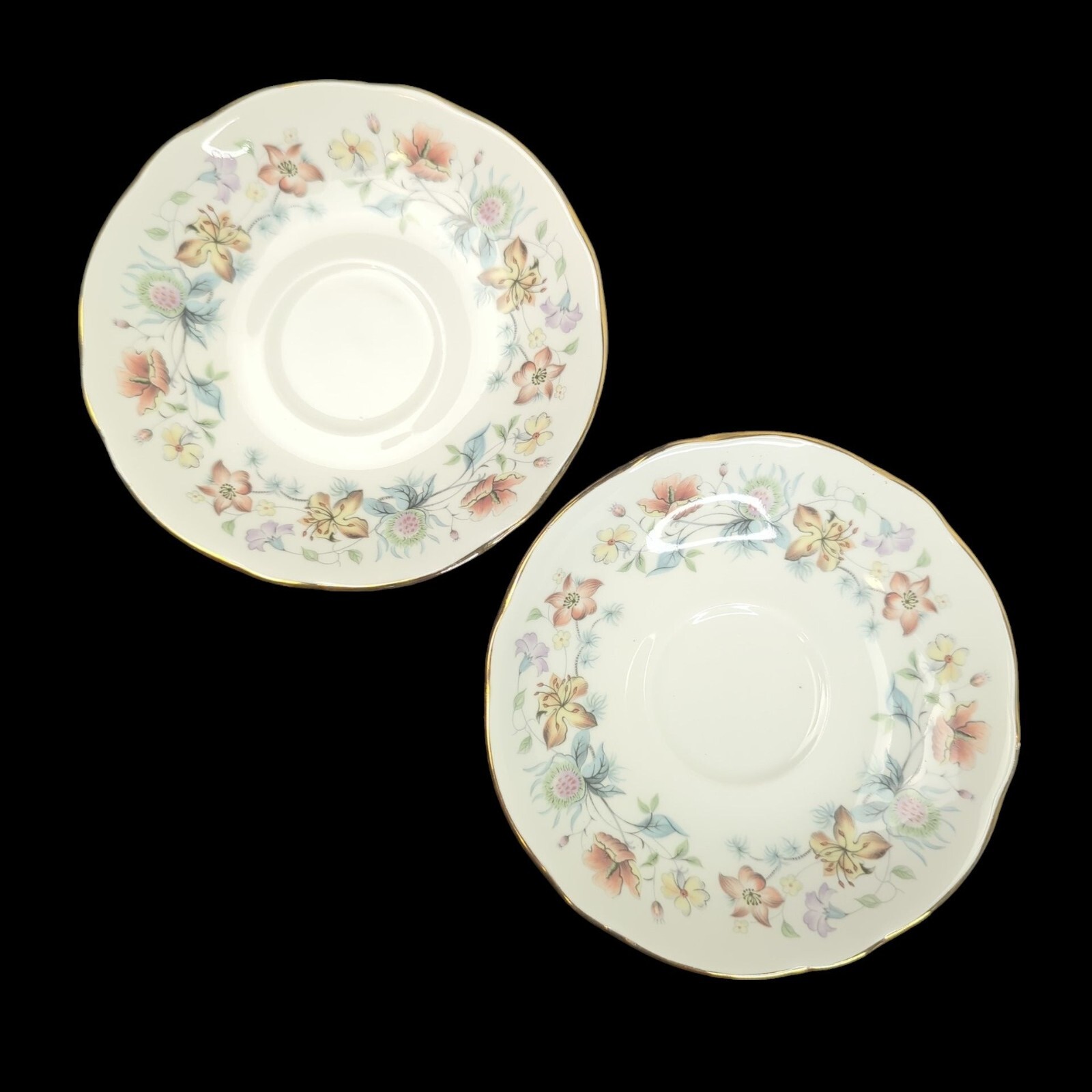 Vintage Duchess Bone China Set of 2 Saucers Evelyn Floral Made in England 5.5\