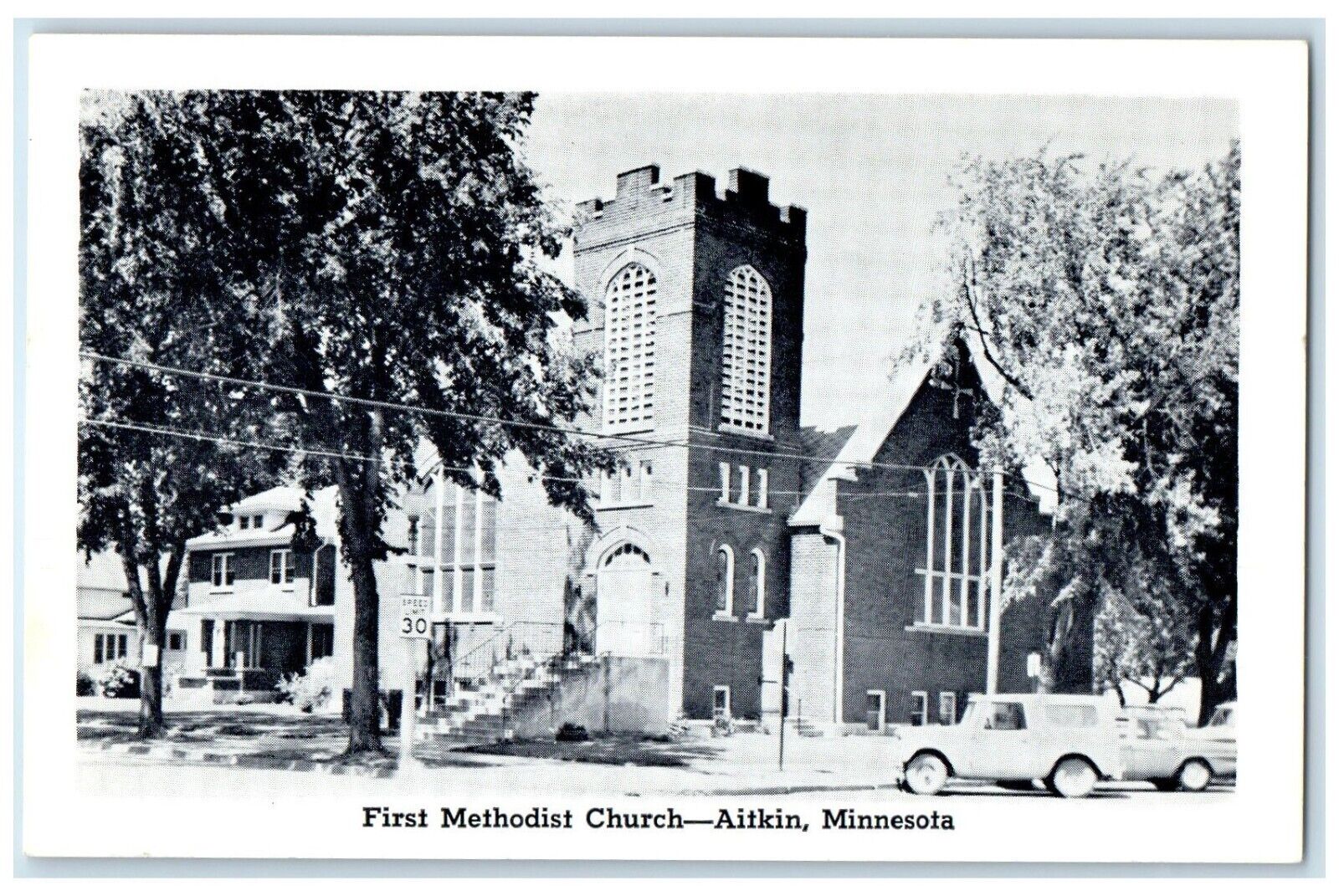 c1940 First Methodist Church Chapel Exterior Aitkin Minnesota Vintage Postcard