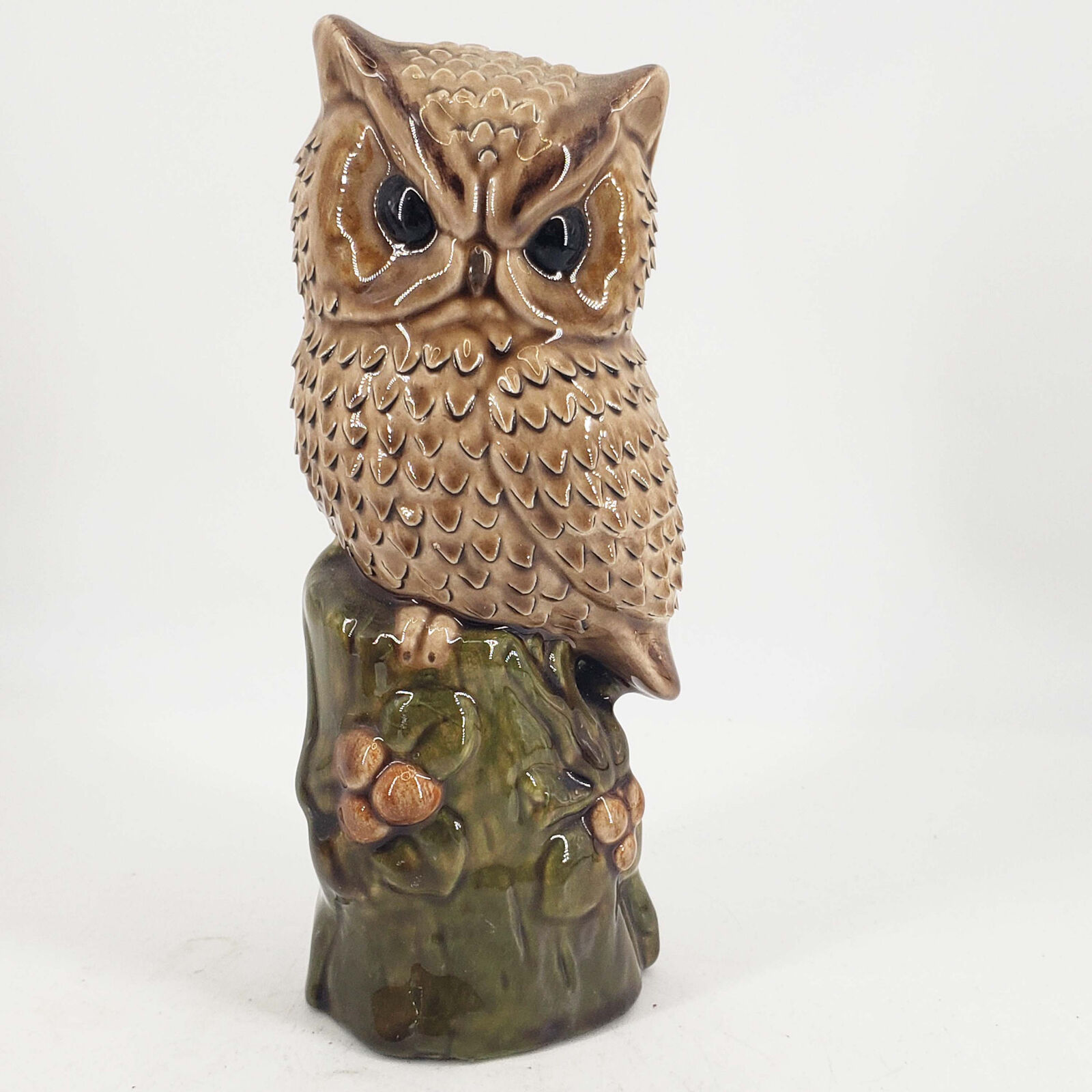 Vintage Mid Century Hand Made Glazed Art Pottery ceramic owl figurine