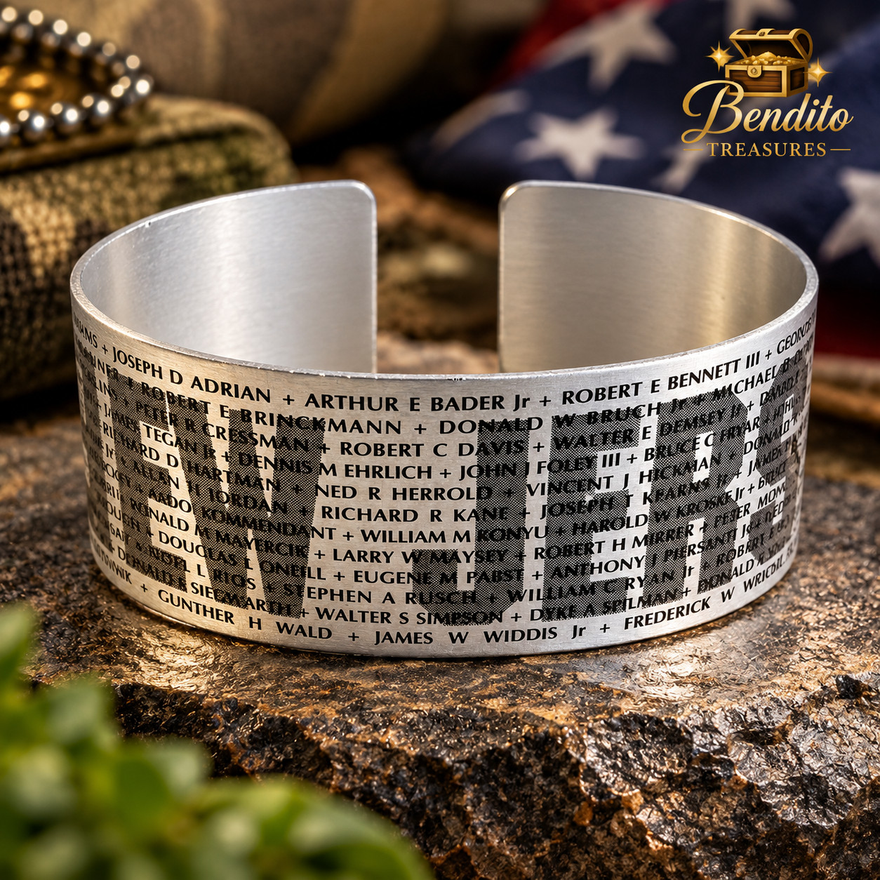 Vintage Vietnam War POW MIA New Jersey Memorial Cuff Bracelet Veterans
