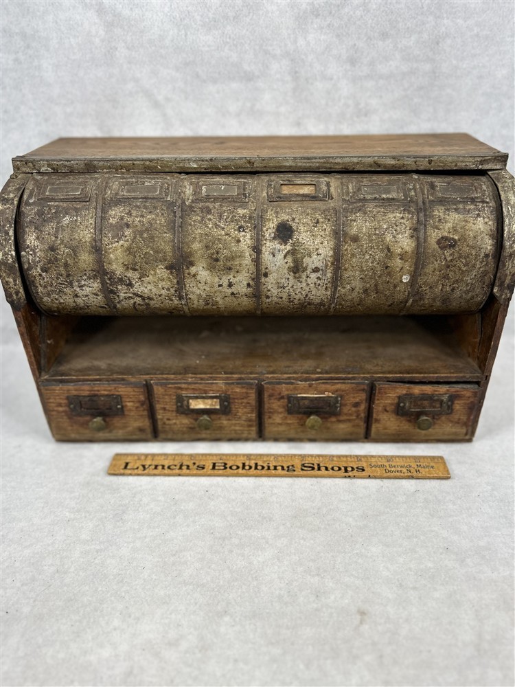 antique store drawers bins  display storage wood tin 16x10x7 1890-1920 original