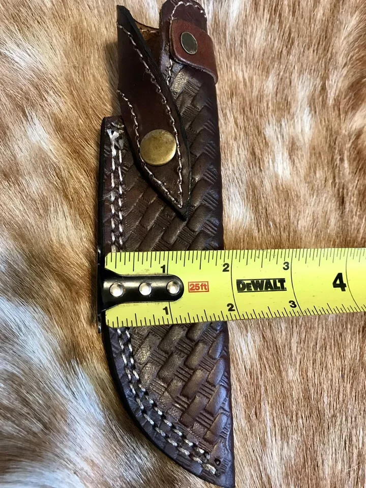 7.5 Inch Normal Hand Made Pure Leather Sheath For Fixed Blade Knife Embossed