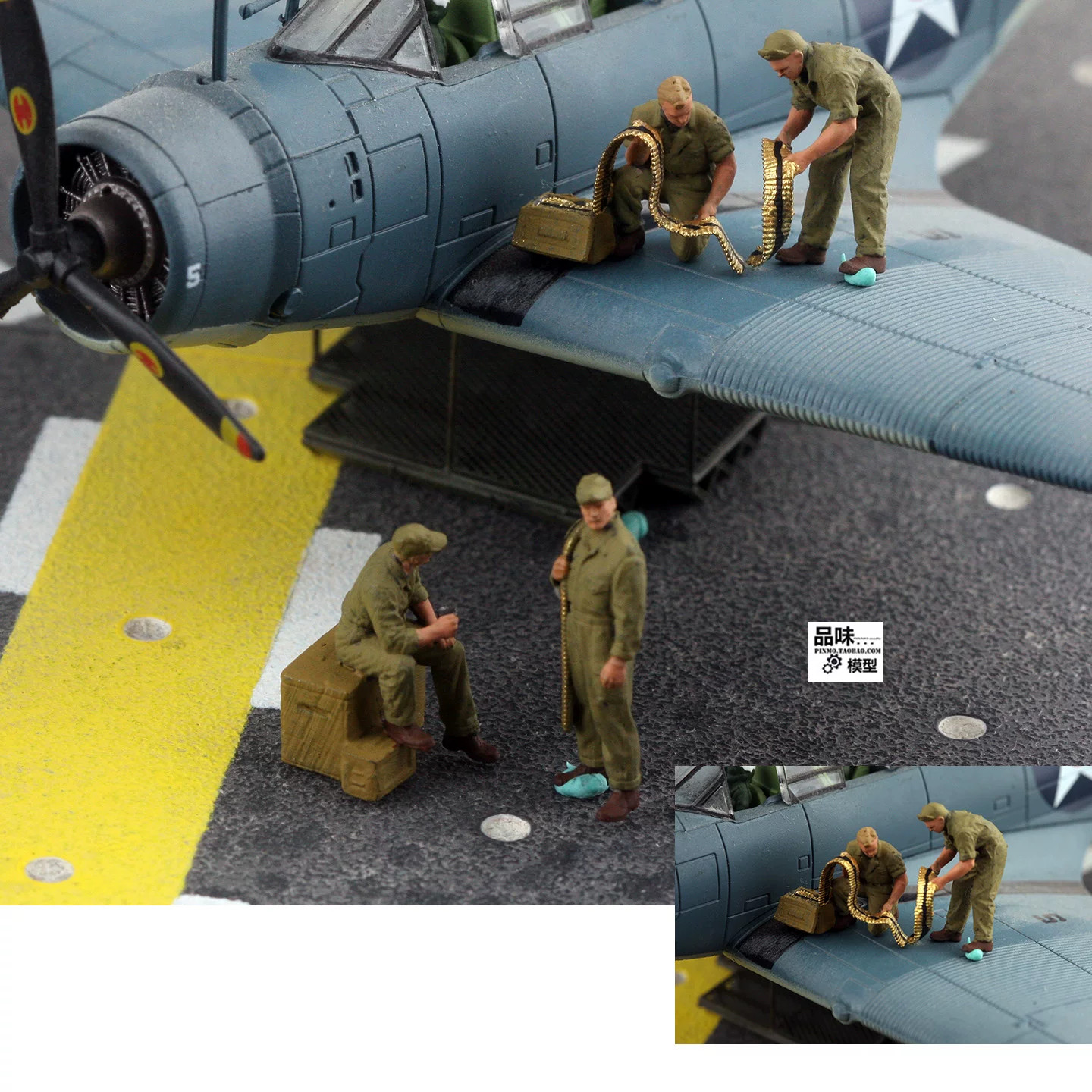 Homemade 1/72 WWII Allied Air Force Ground Four Person Unit Finished Model