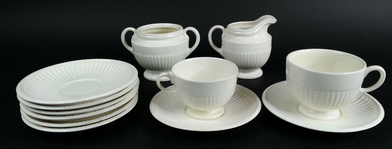 12 Piece Wedgwood Cups Saucers Sugar Bowl Creamer White Lot