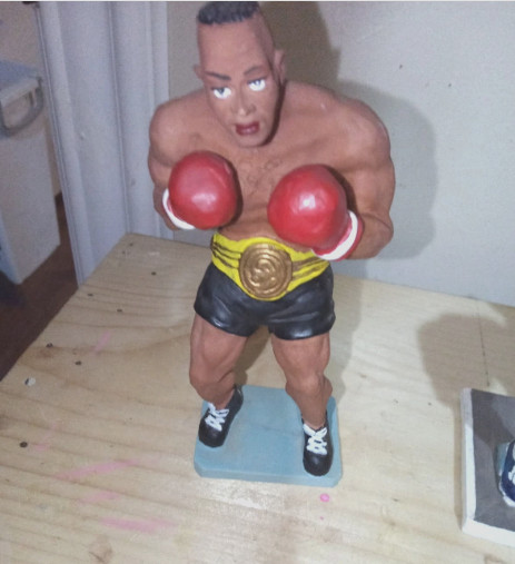 Vintage Mike Tyson Style Ceramic Boxer Figurine Hand Painted Sports Statue