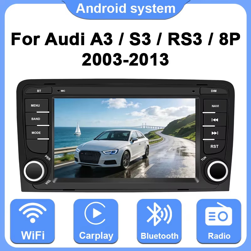 Android 13 Car Radio for Audi A3 S3 RS3 8P 2003-2013 7\'\' Car Radio with SD Funct