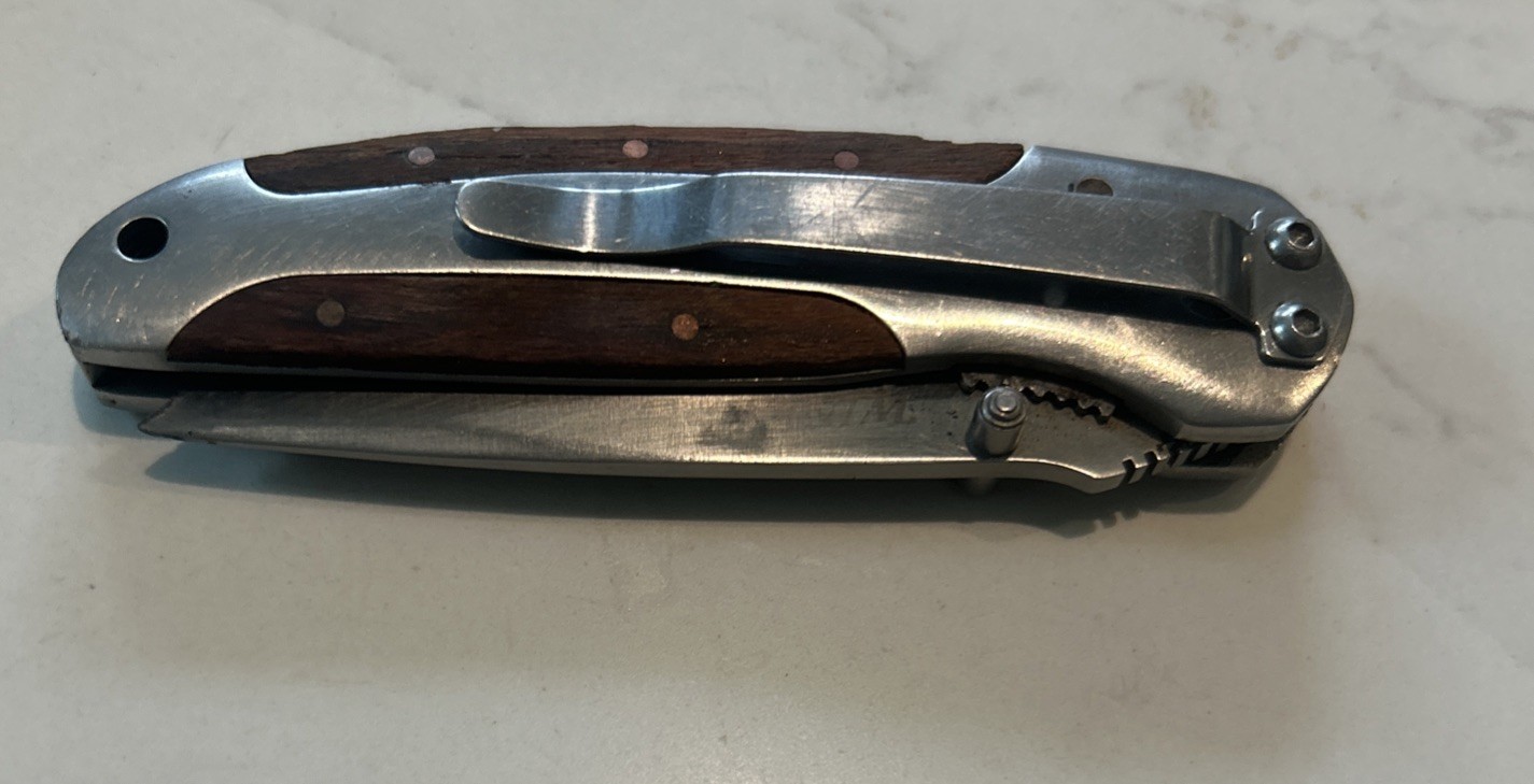 Winchester 3.0 Wood Handle Folding Pocket Knife , Pocket Clip