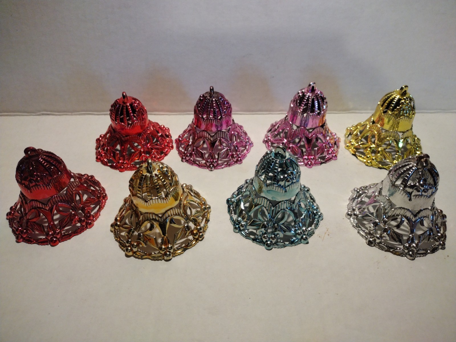 Vintage Christmas Bradford Filligree Bell Ornaments VGC X8