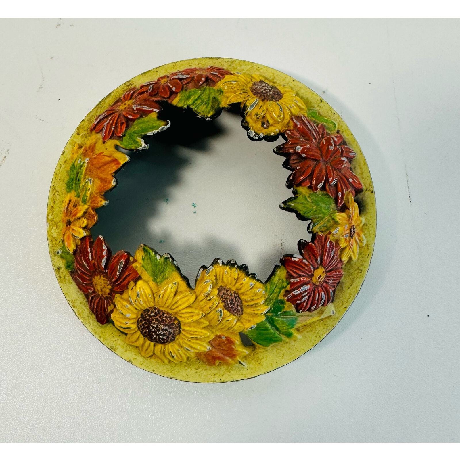 Yankee Candle Illuma Lid Sunflower Candle Topper Ring Floral Spring Metal