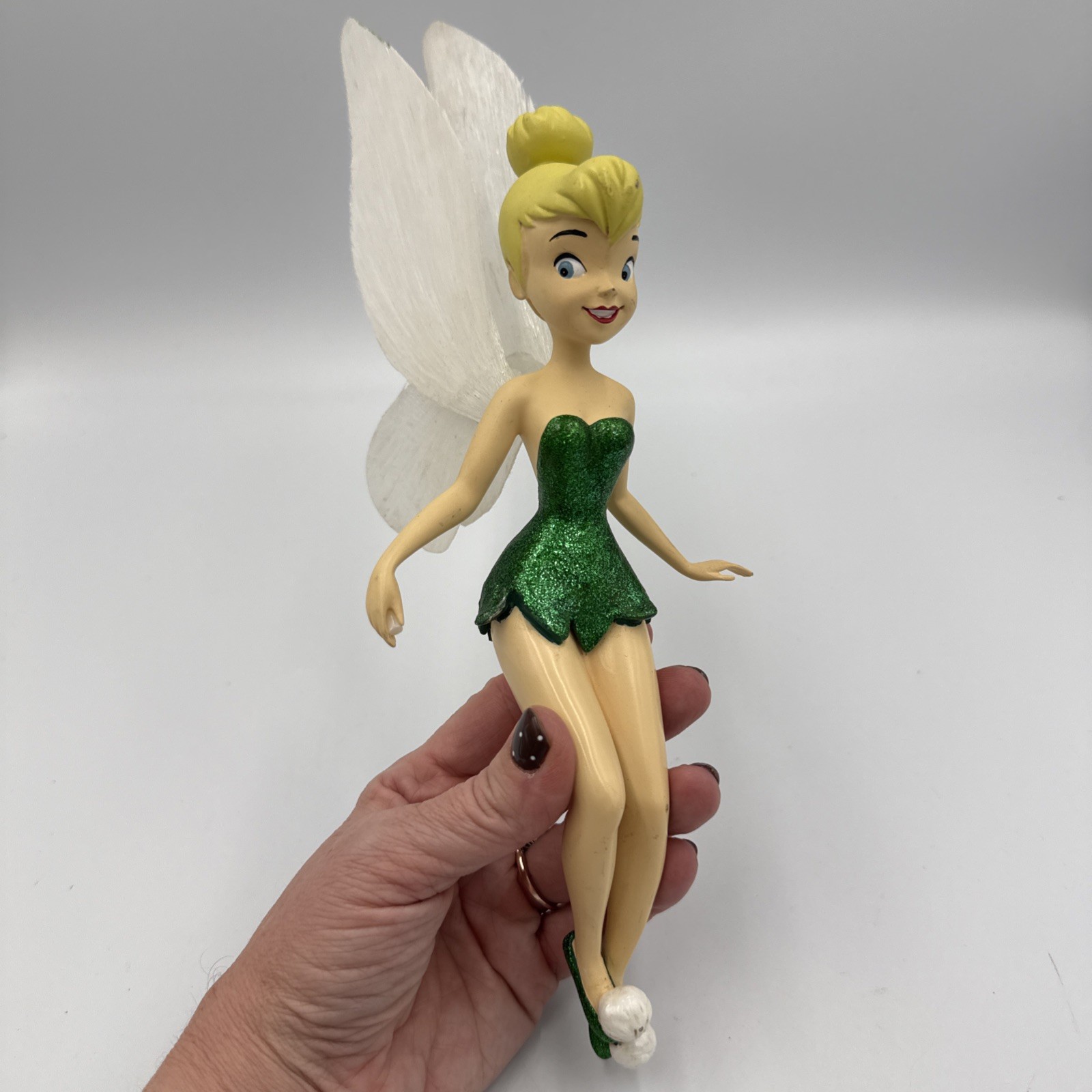 Vintage Disney Tinker Bell Christmas Tree Topper Glitter Wings AS IS Untested