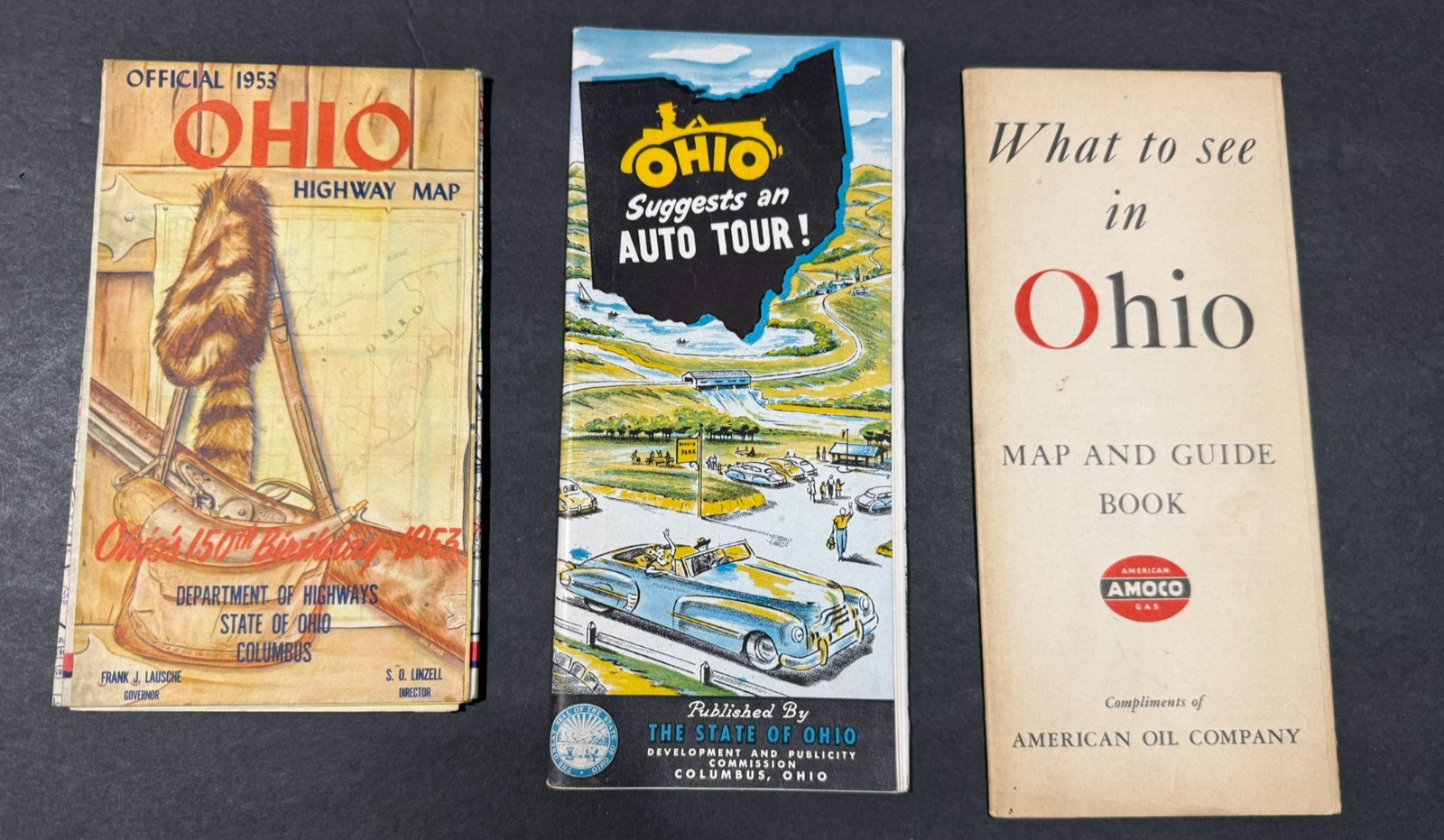 1940's Ohio Highway Map Lot.....AMOCO.....3 Items