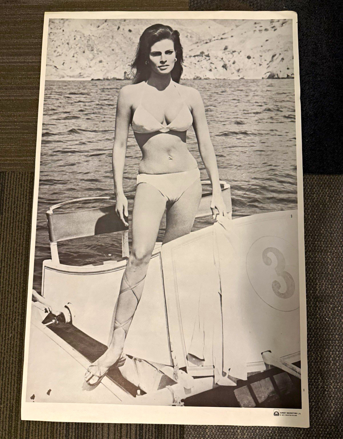 Sunset Marketing L.A. 1971 Black & White Raquel Welch 22.5x34.5” Poster