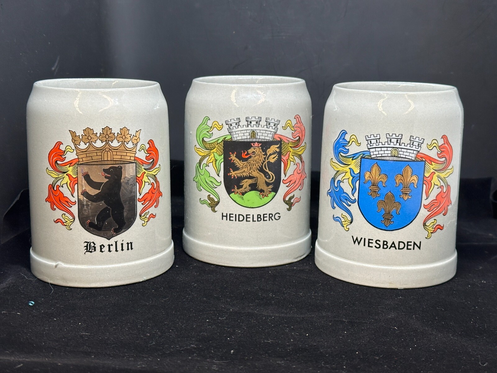 Vintage Gerz W. Germany Munchen 0.5l Stoneware Beer Stein VG, set of 3