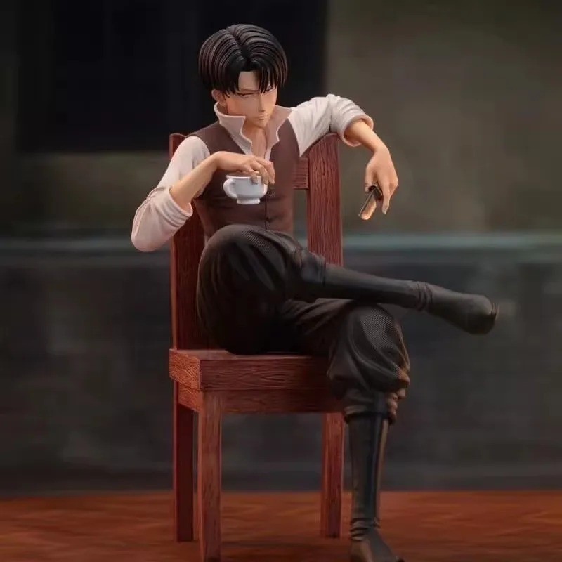19cm Attack on Titan Levi Ackerman Figure – Sitting PVC Collectible Toy Gift