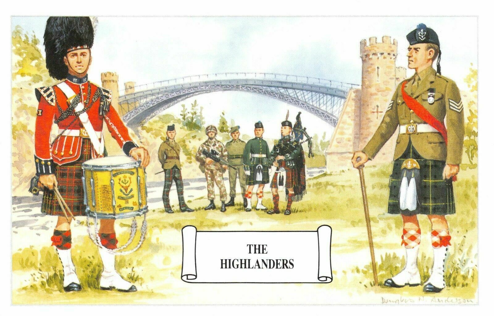 Postcard The Highlanders, Telford\'s Bridge, Craigellachie by Geoff White