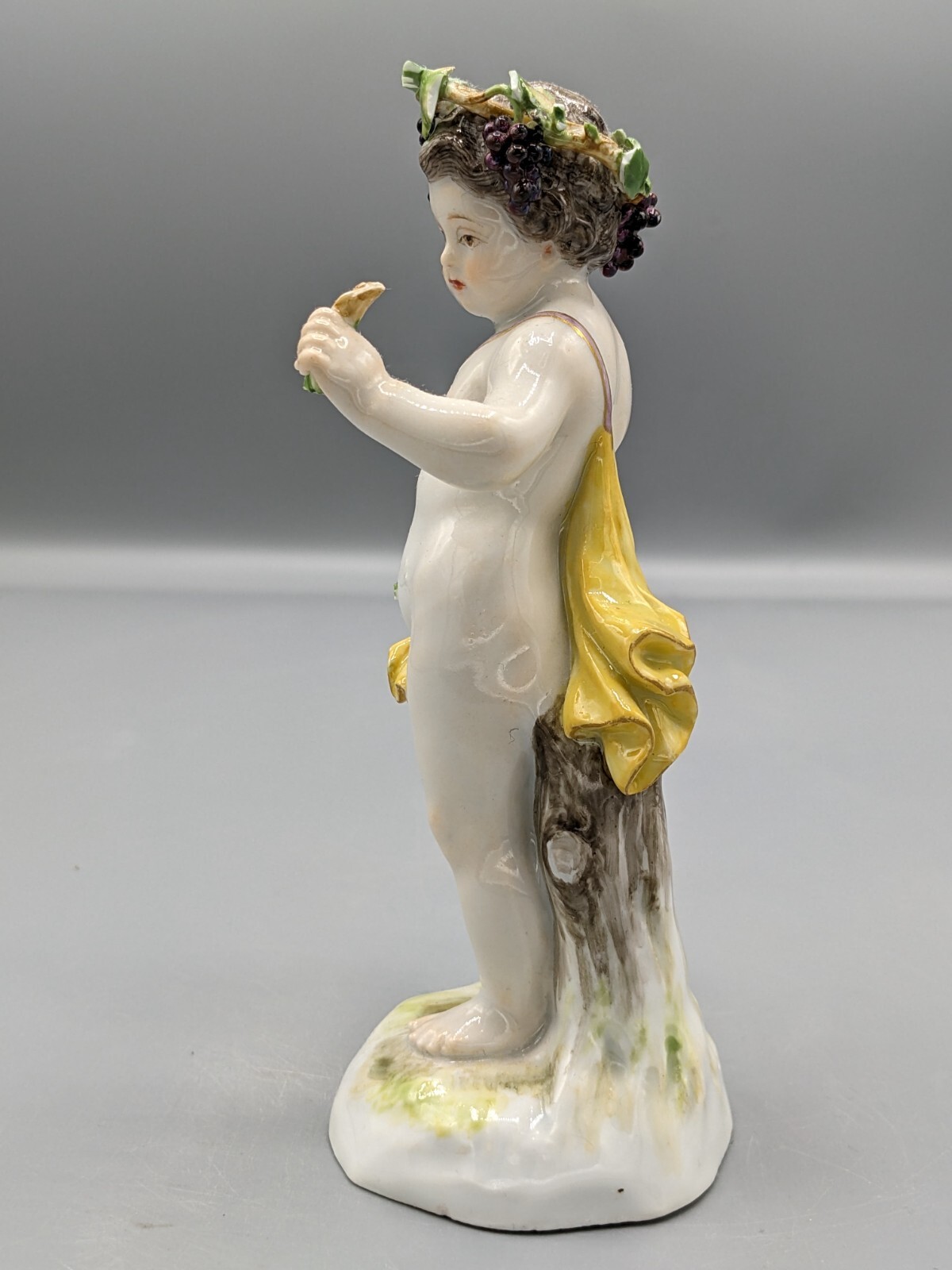 19th c Antique German Meissen Porcelain Figurine From Seasons Autumn A69 5.25