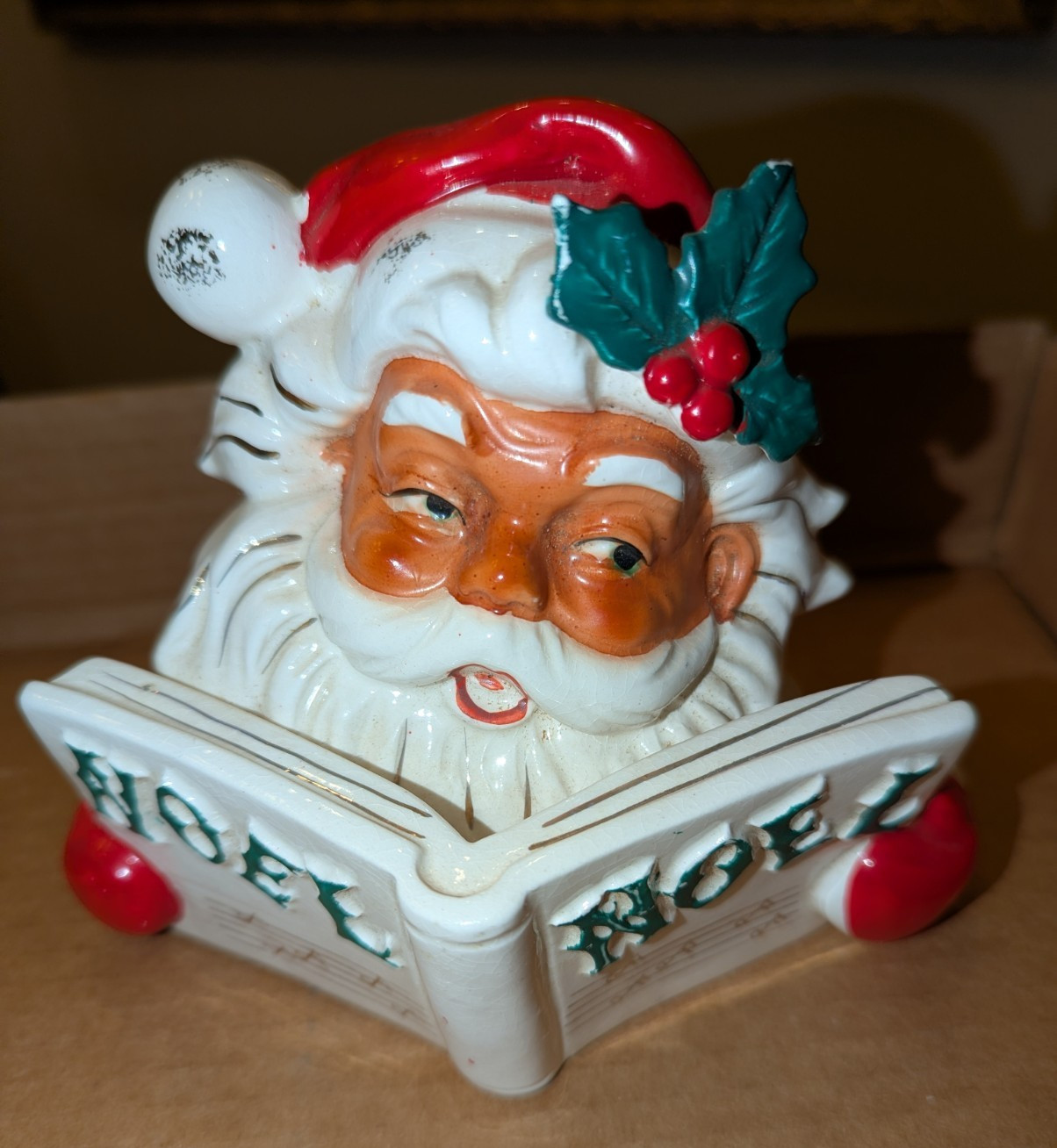 Vintage Lipper & Mann Santa NOEL Book Candle Holder