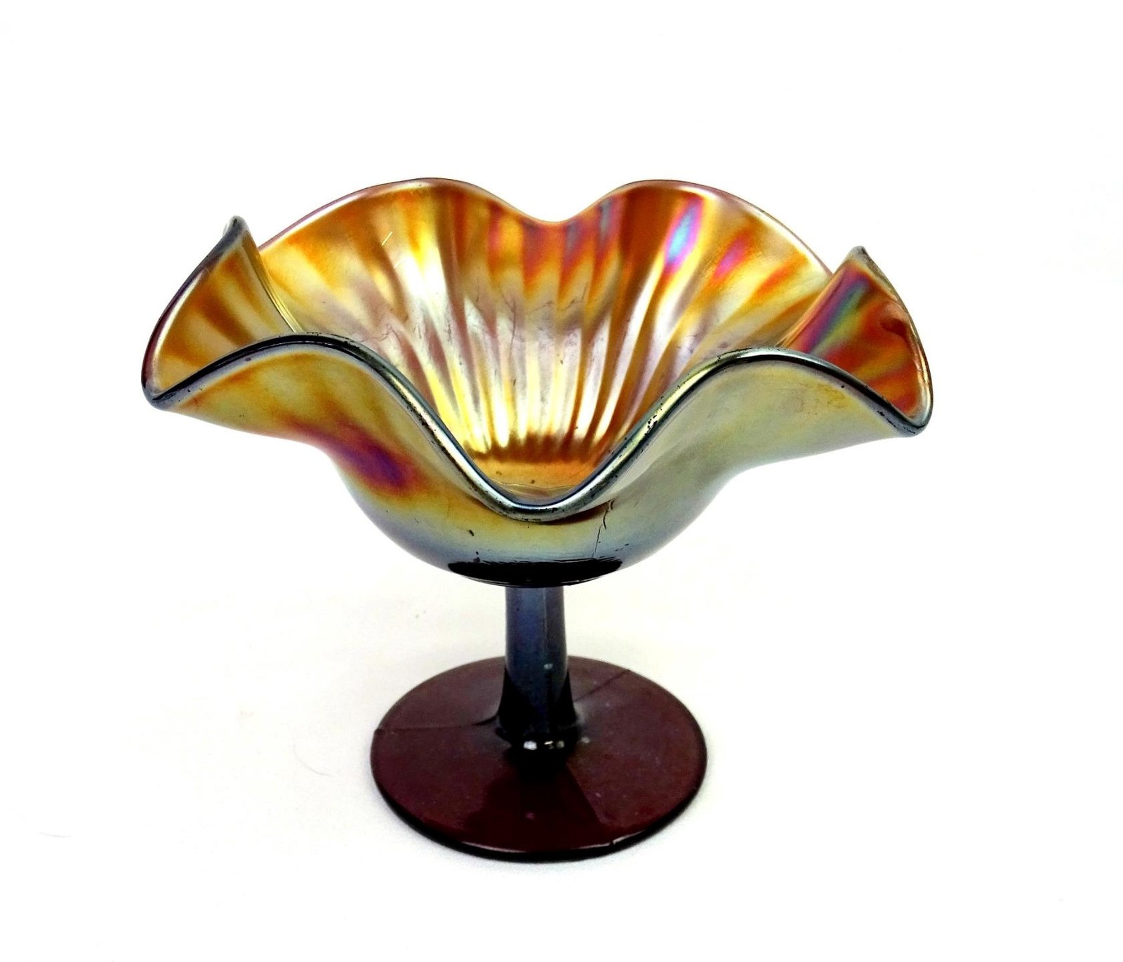 Northwood Iridescent Carnival Glass Amethyst Smooth Rays 4 3/4\