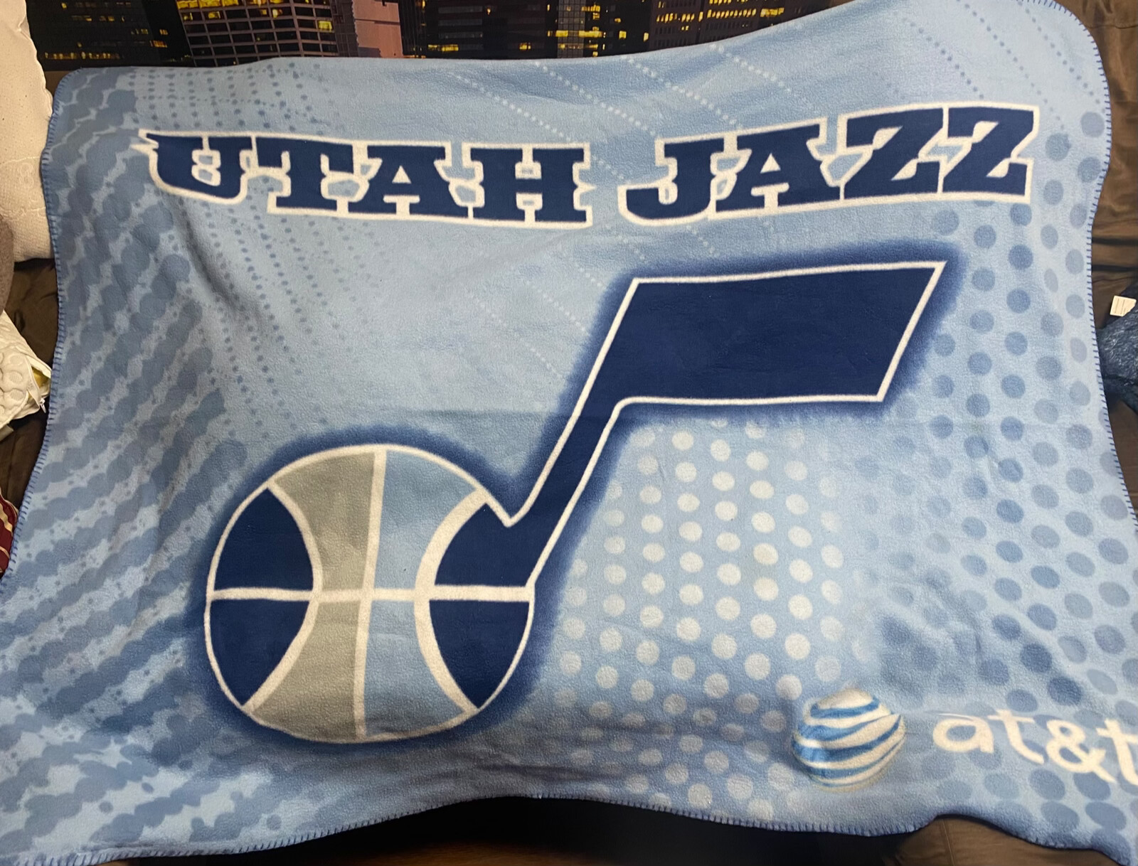 Vintage AT&T Utah Jazz Basketball NBA Fleece Blanket 48\ Vintage AT&T Utah Jazz Basketball NBA Fleece Blanket 48\