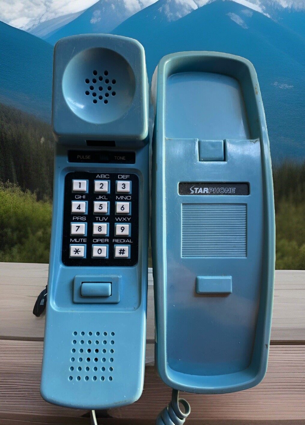 Blue Slimline Phone Push Button Vintage Starphone STAR Telephone
