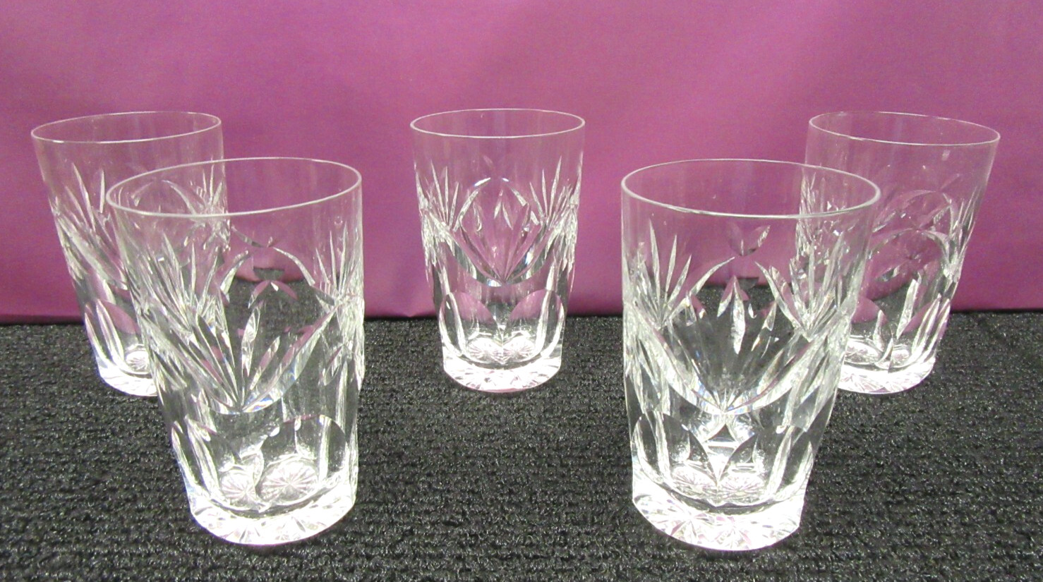 Vintage Waterford Irish Crystal 10 oz Tumblers Set Of 5 Rare Pattern See Pics
