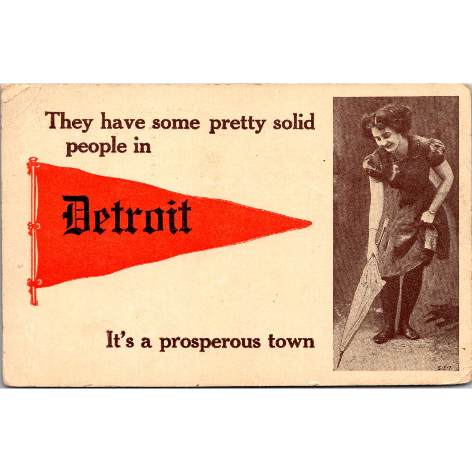 Solid People In Detroit It\'s A Prosperous Town 1912 Vintage Postcard SP9-9