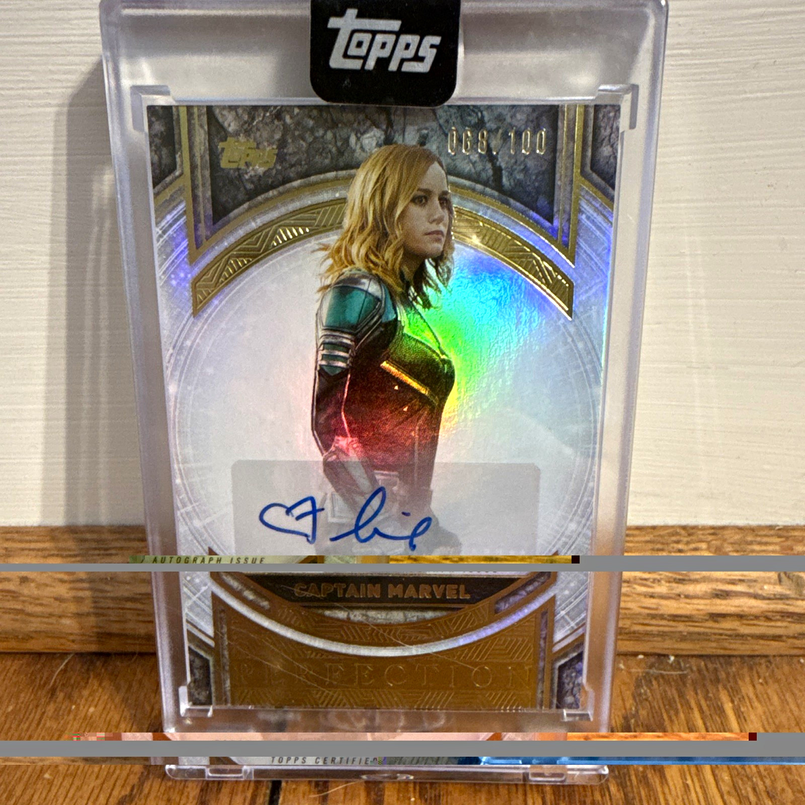 Topps 2019 Marvel Perfection Captain Marvel Brie Larson Auto 08/100