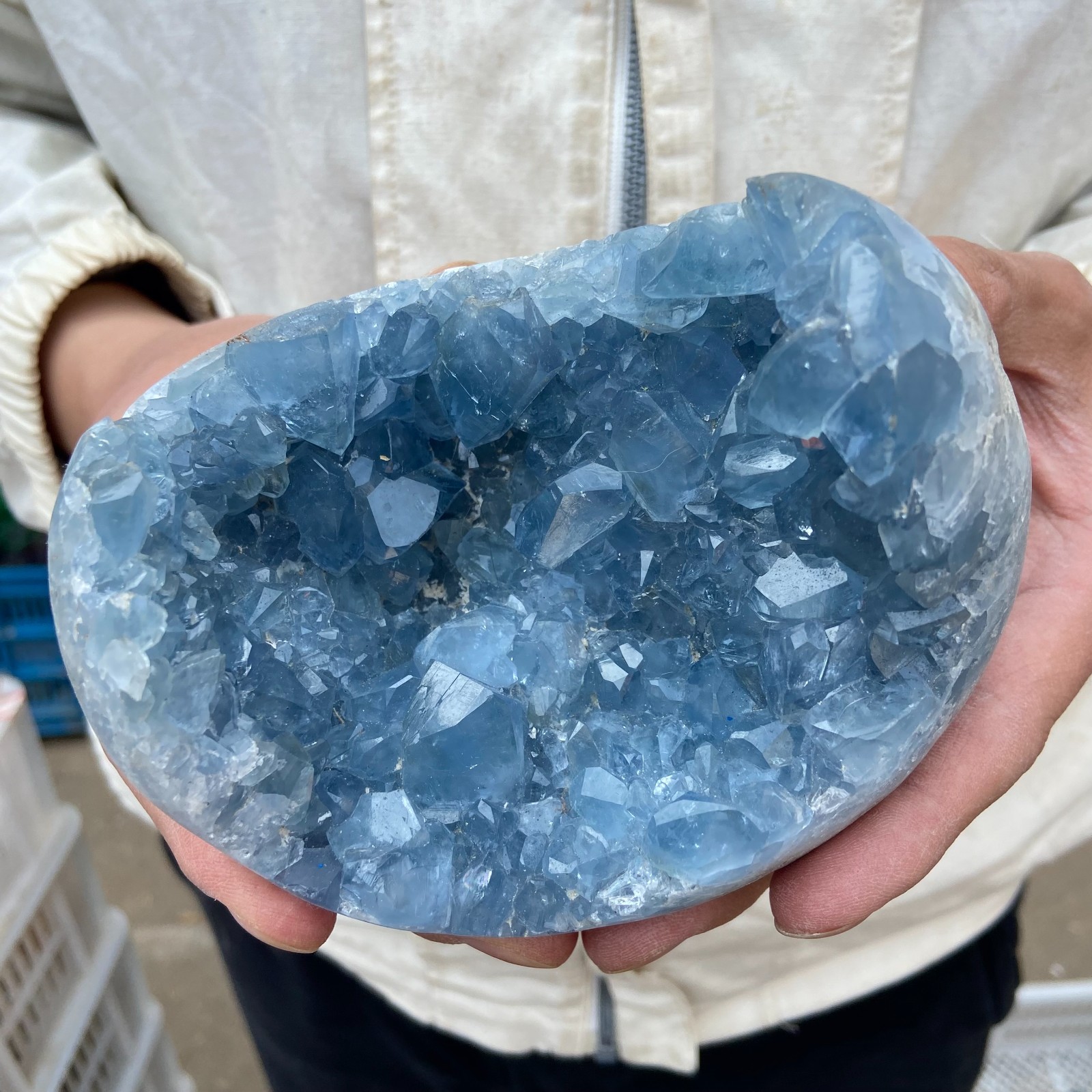 3.6lb Natural Blue Celestite Geode Quartz Crystal Mineral Specimen Healing