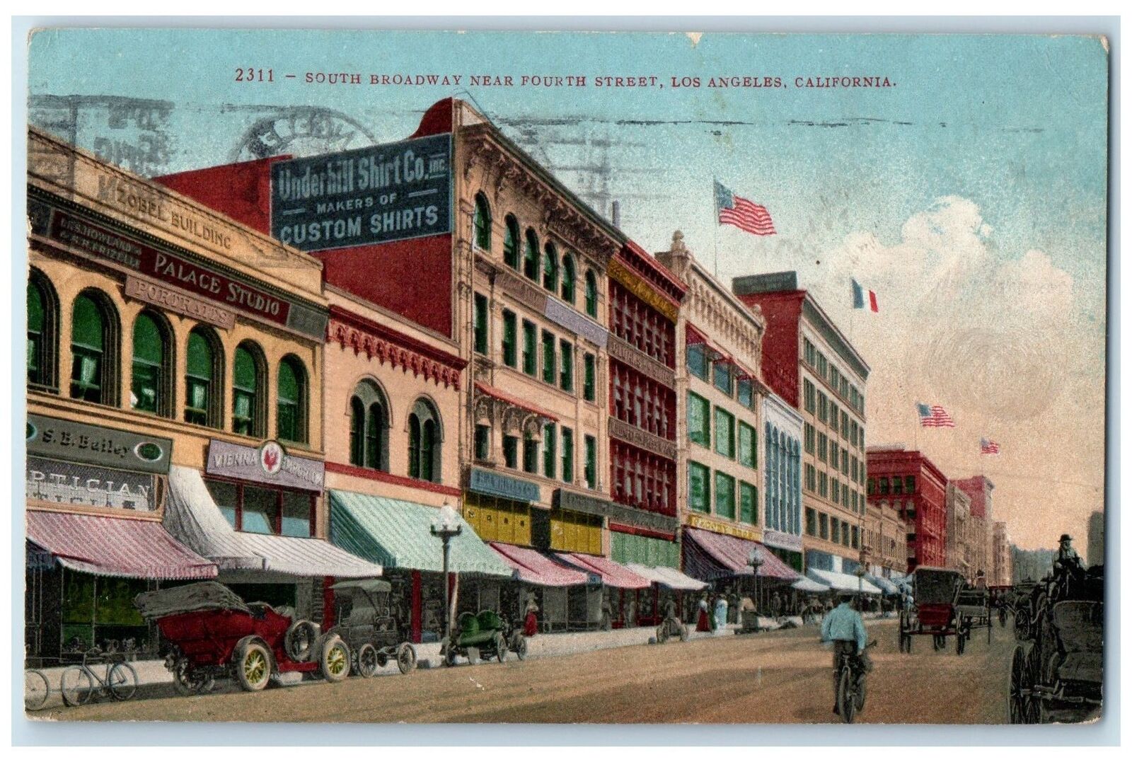 1912 South Broadway Near Fourth Street Scene Los Angeles California CA Postcard