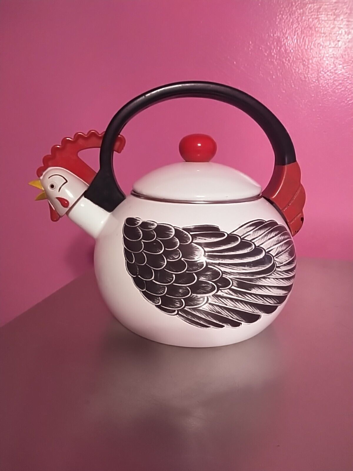 Vintage M. Kamenstein Rooster Teapot Enamel Kettle