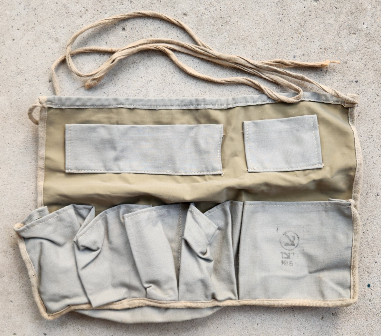Israeli Army IDF Zahal Khaki Canvas Shaving Hygiene Toiletry Roll Up Bag Kit
