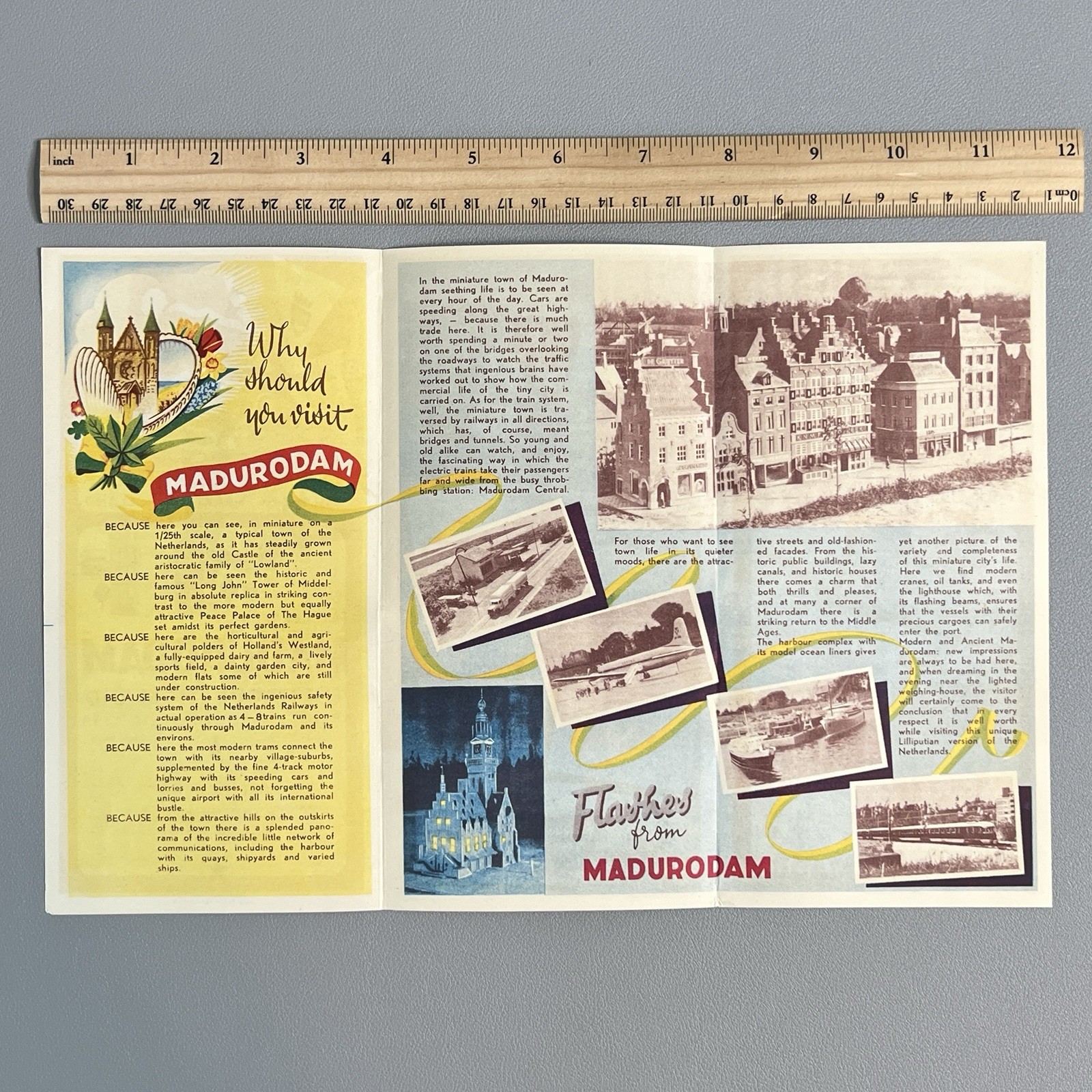 Vtg 1953 Madurodam Miniature Town Holland Travel Brochure Princess Beatrix Map