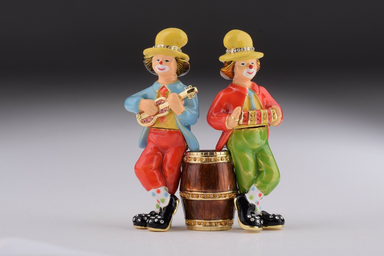 Clowns play music  trinket box hand made by Keren Kopal & Austrian crystals 