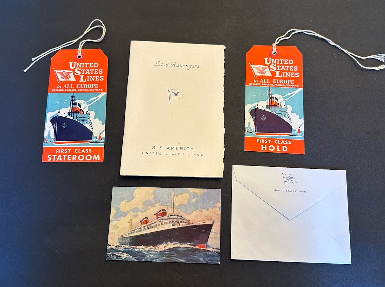 Vintage SS America 1949 First Class Passenger List United States Lines + Extras