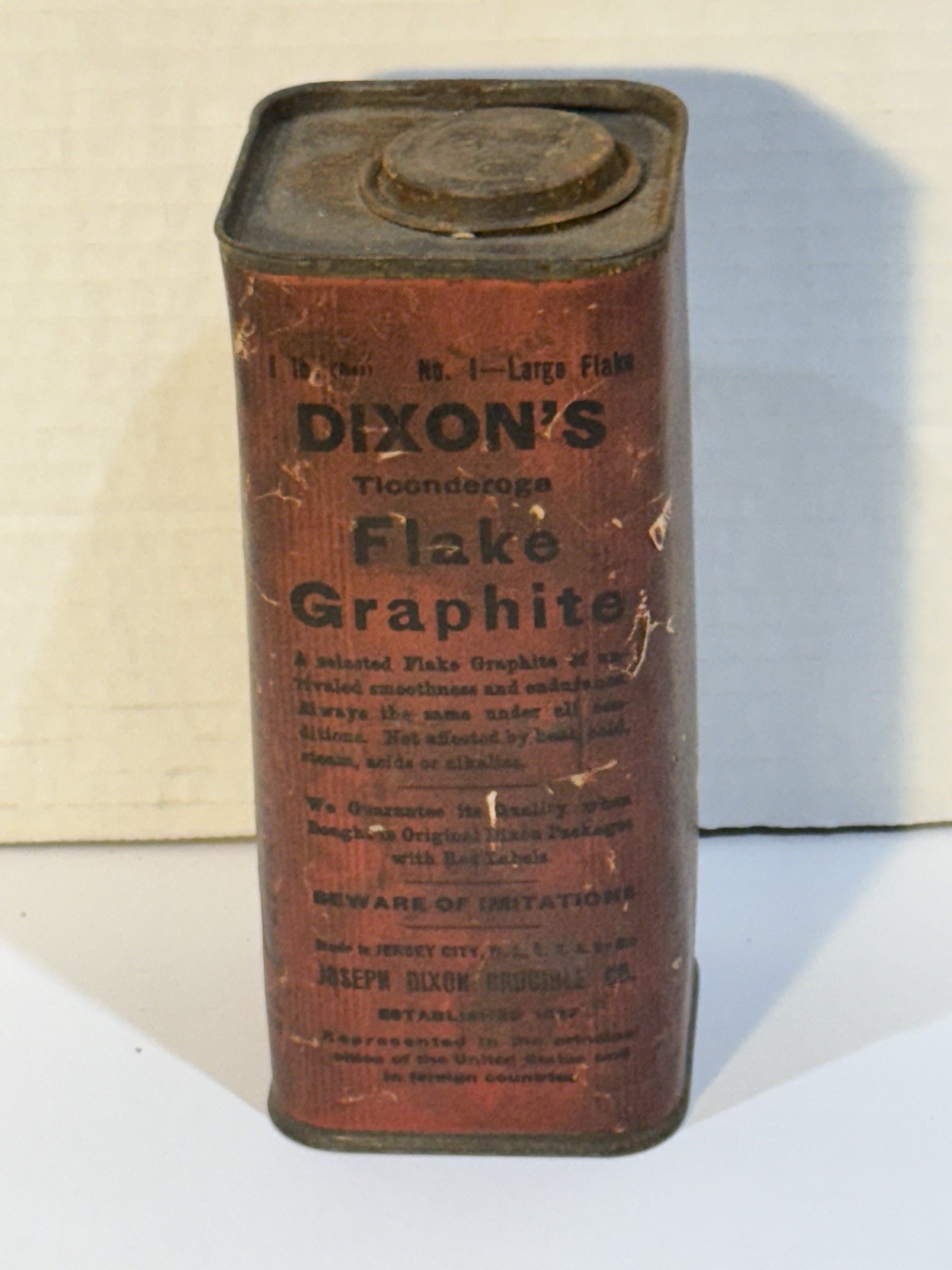 Vintage Dixon's Jersey CIty NJ Pure Flake Graphite Tin Farmhouse Adverting