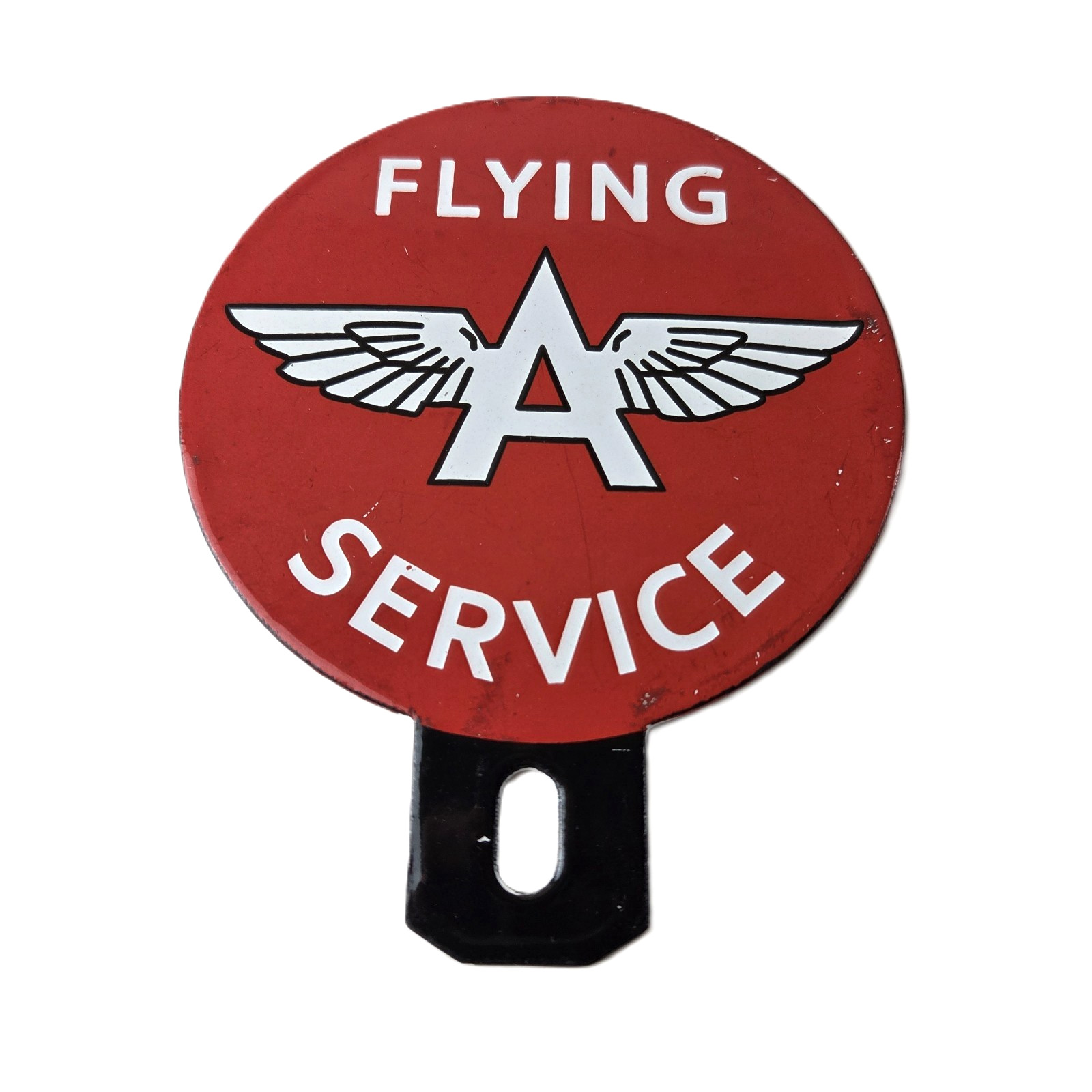 Vintage Flying A Gas Porcelain Sign Topper - License Plate Auto Petroliana Vintage Flying A Gas Porcelain Sign Topper - License Plate Auto Petroliana