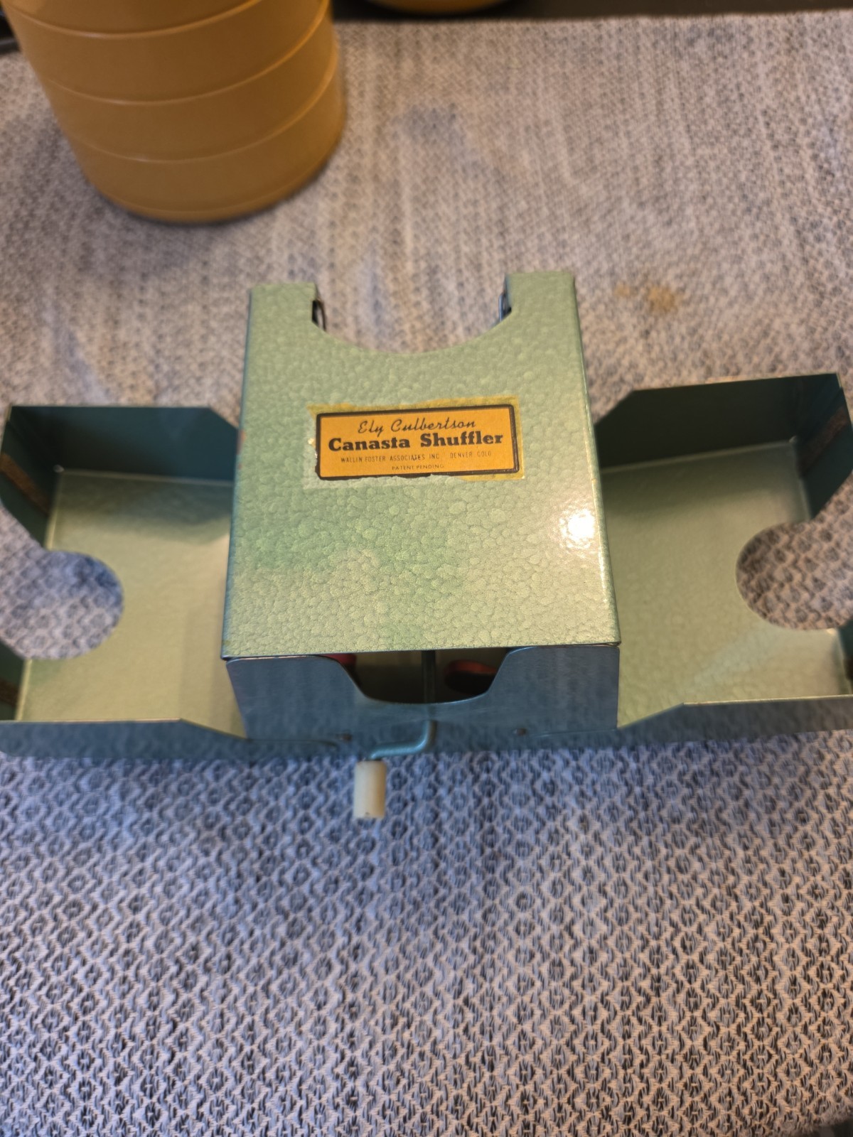 Vintage Ely Culbertson Metal Card Shuffler 1950 Green Poker Bridge Game retro