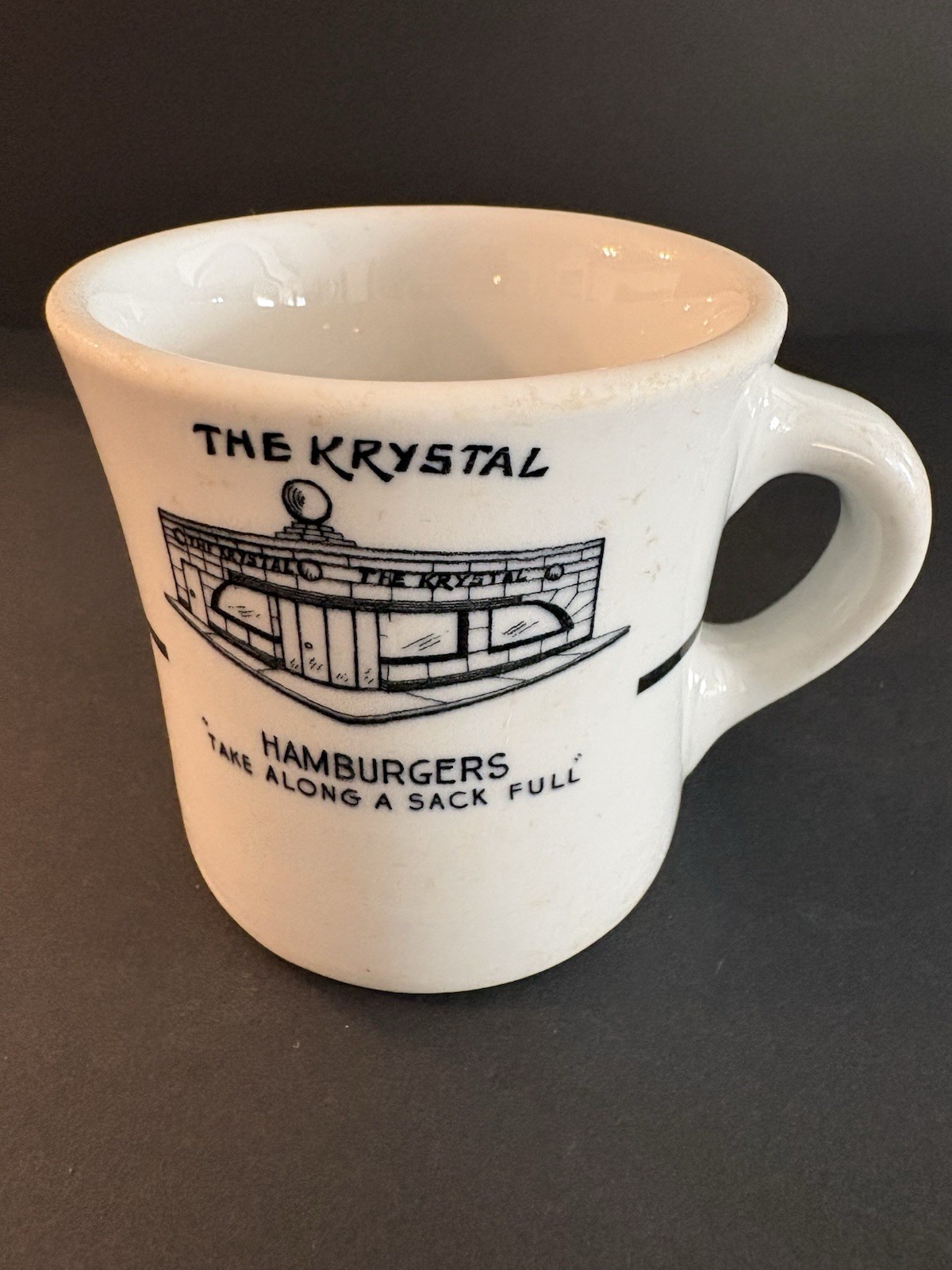 Vtg 1952 The Krystal Hamburger Coffee Mug Shenango China Take Along A Sack #D11