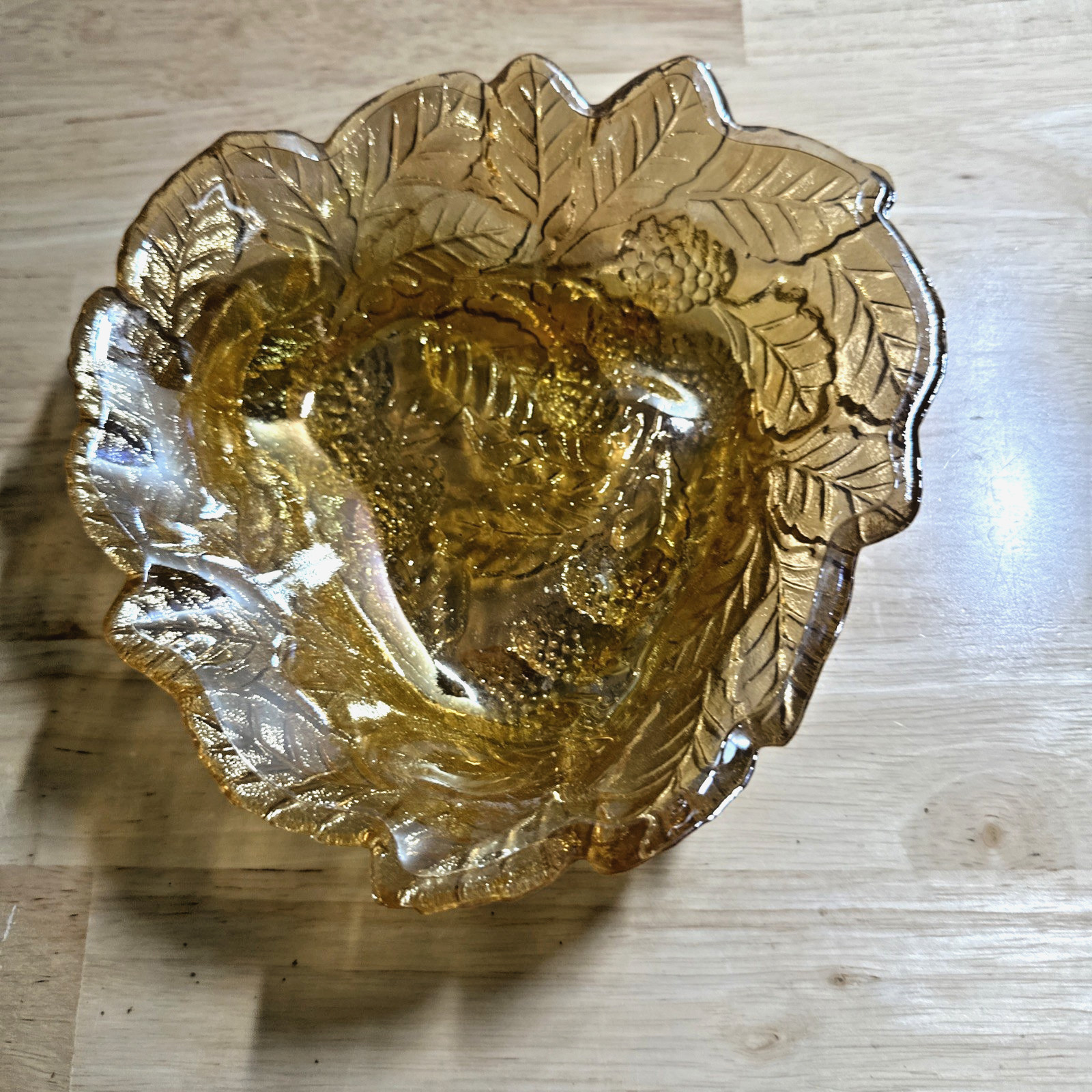 Indiana Glass Iridescent Carnival Triangle Loganberry Bowl Candy Dish