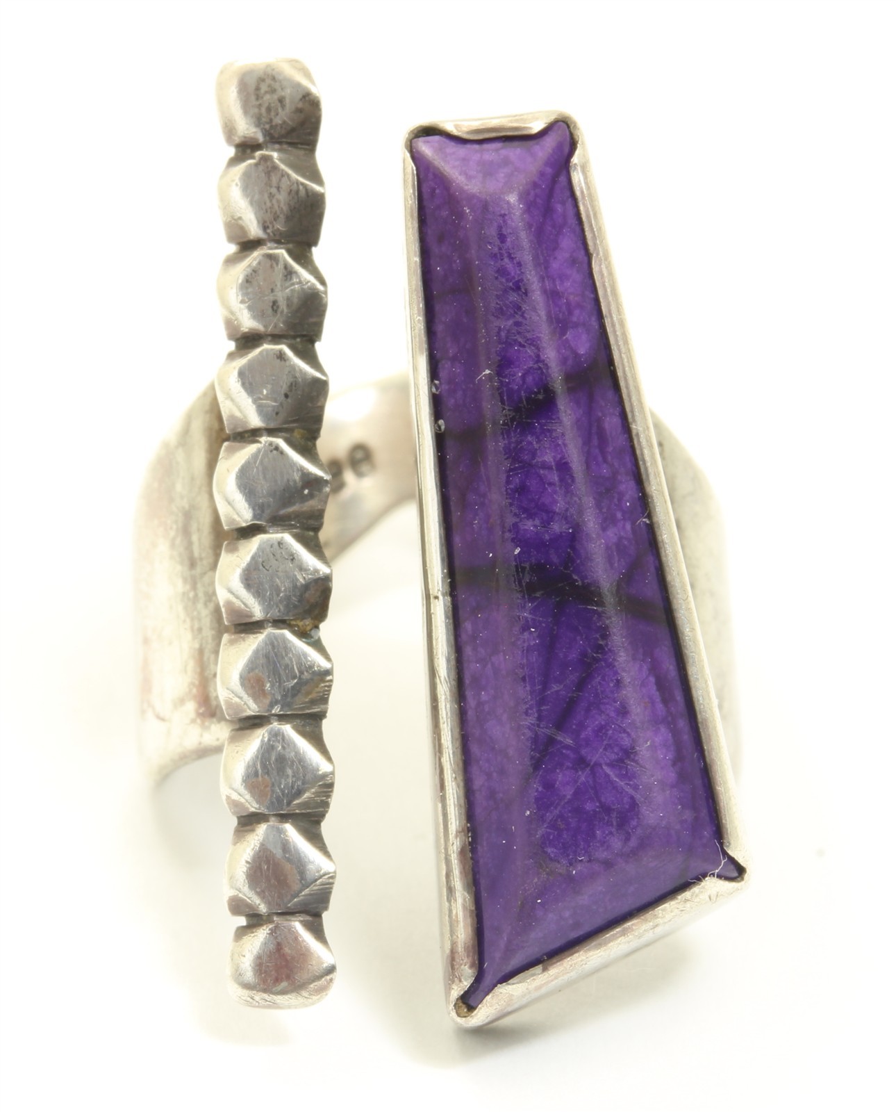 Navajo Allison Lee Sterling Silver Large Adjustable Sugilite Ring Sz6.5-7