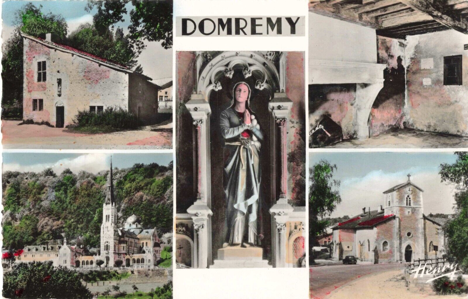 Domrémy-la-Pucelle France, Multi View Vintage Scalloped RPPC Real Photo Postcard