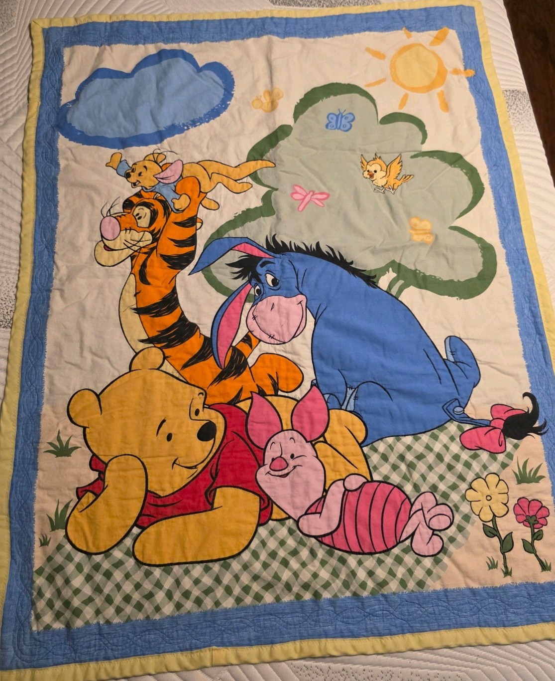 Vintage Winnie the Pooh Baby Toddler Blanket Quilt Comforter Crib  Bedspread