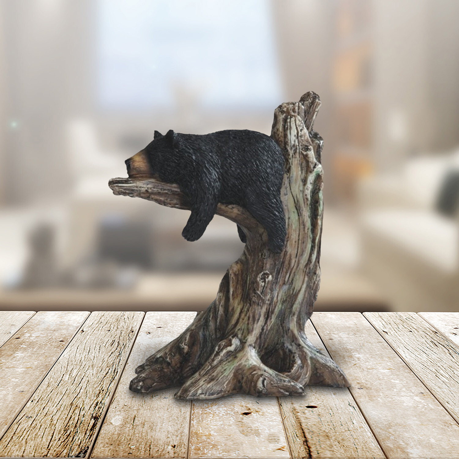 Black Bear Sleeping on Tree Statue 9