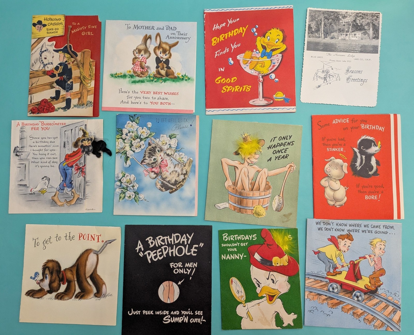Vintage Lot Greeting Cards 1950's Hopalong Cassidy Articulated Moving Special 