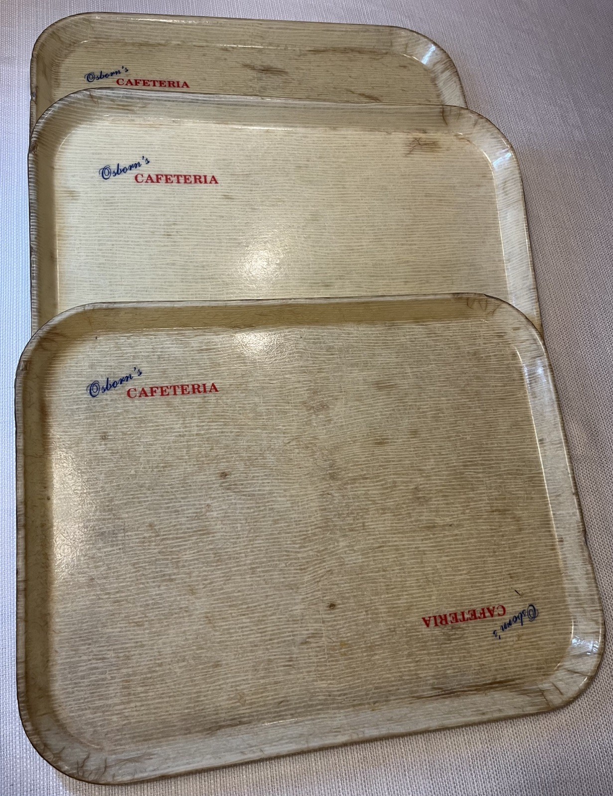 3 Vintage Osborn’s Cafeteria Trays 14\ 3 Vintage Osborn’s Cafeteria Trays 14\