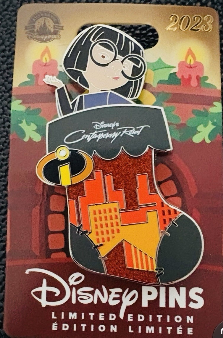 2023 Disney Parks Happy Holidays Stocking Contemporary Resort Pin Edna Mode HTF