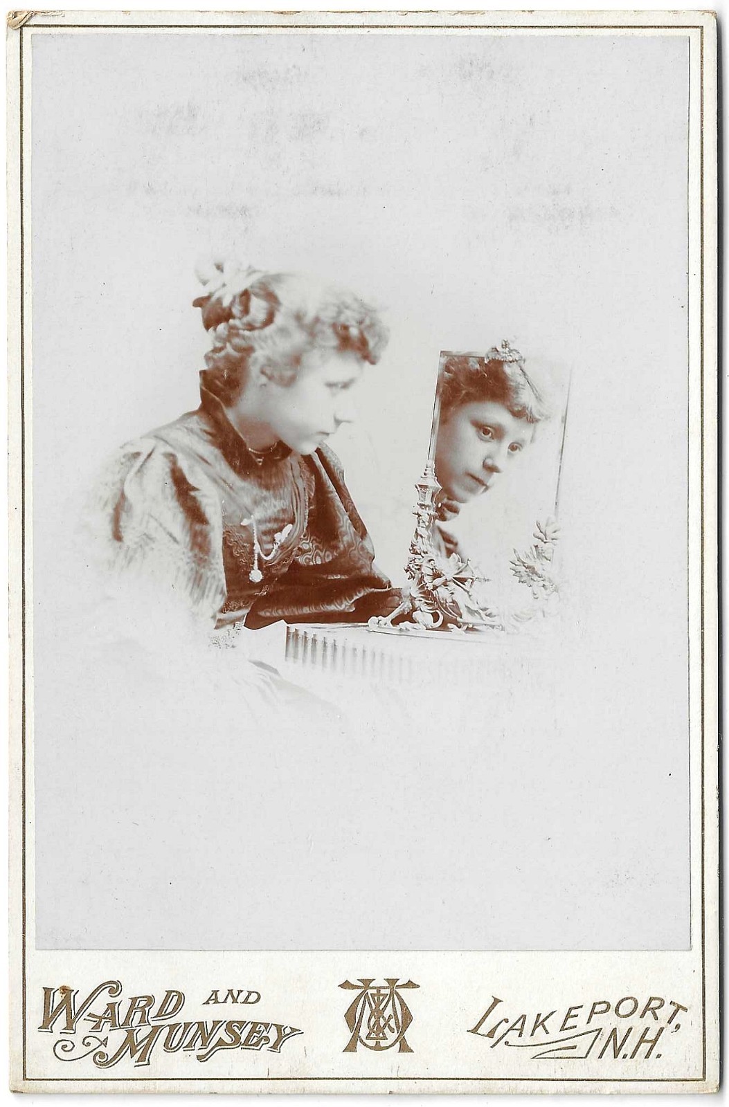 Victorian Young Woman Looking In Mirror Cabinet Card Photo Unusual Antique