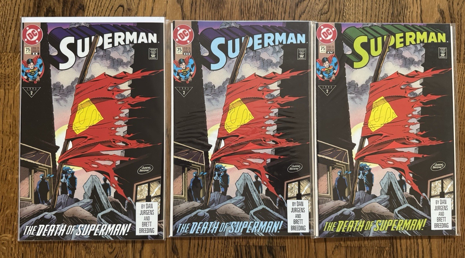 SUPERMAN v2 #75 LOT (3) · 2ND 3RD & 4TH PRINT · DC 1/1993 SUPERMAN v2 #75 LOT (3) · 2ND 3RD & 4TH PRINT · DC 1/1993