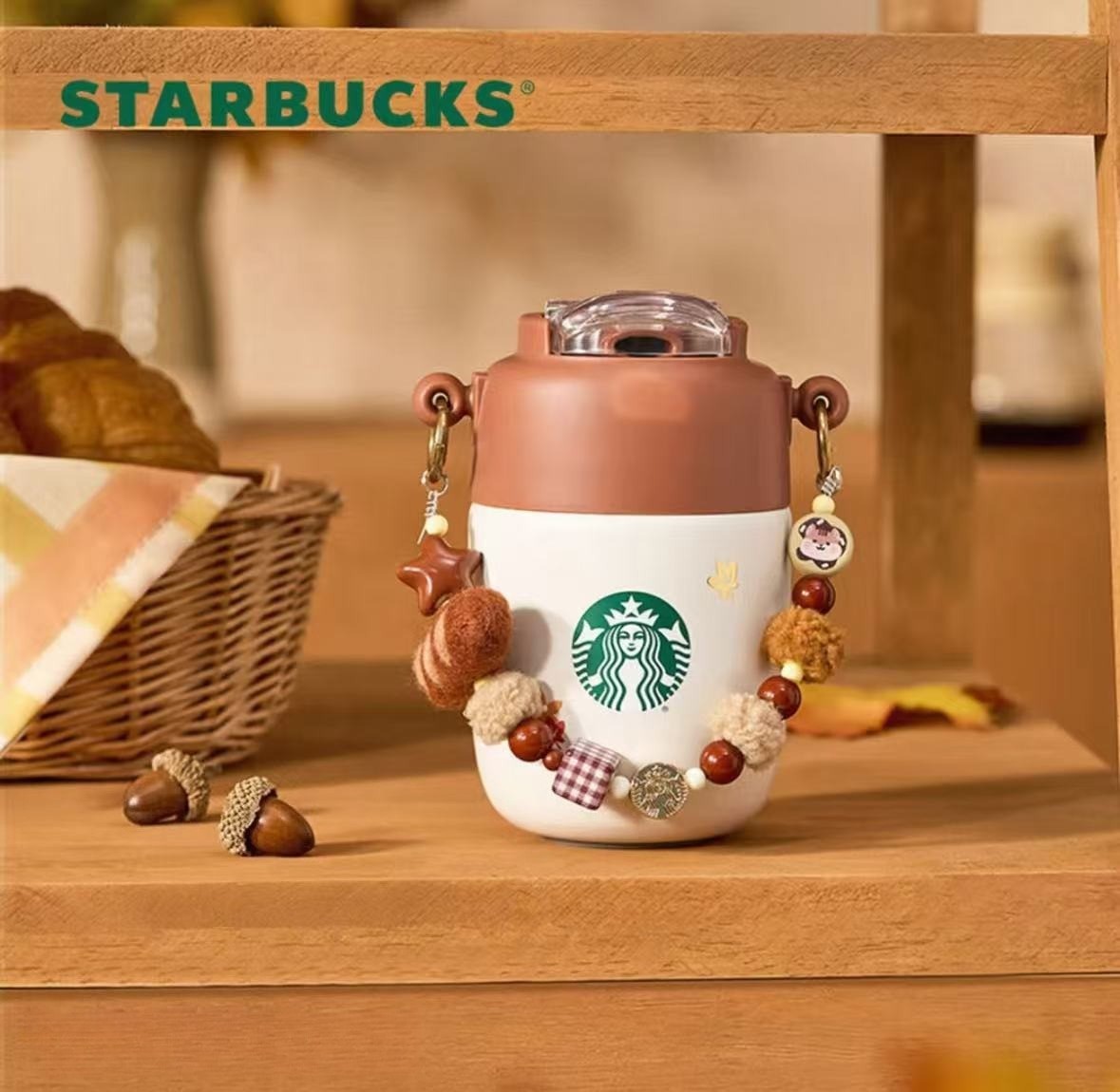 New 2025 China Starbucks Bear Dessert Story 12oz SS Tumbler With Chain